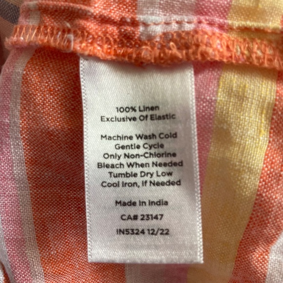 Talbots Plus Linen Square Neck Palm Stripe Blouse 3x Top - Picture 5 of 6